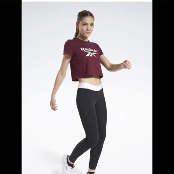 Reebok burgundy Classics Big Logo crop top - Picture 1 of 4